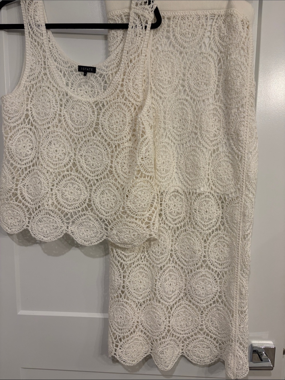 1 STATE Cream Crochet Midi Dress Set